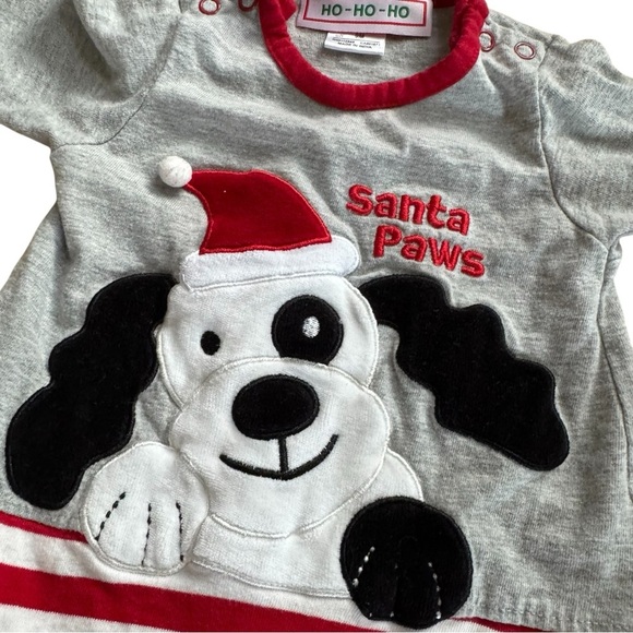 HO Ho Ho Christmas Pajama Santa Paws Puppy Footed Baby Boy 9M - Picture 3 of 6